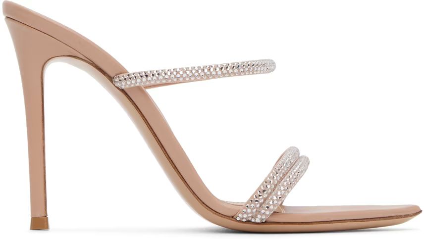 Pink Crystal Heeled Sandals | SSENSE
