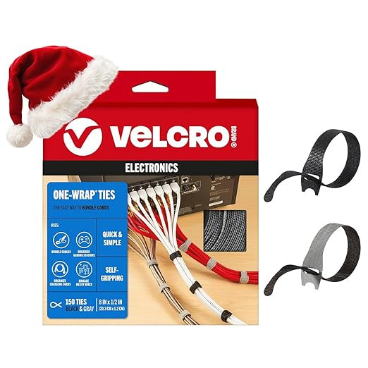 VELCRO Brand 150pk Cable Ties Value Pack, 8in | Stocking Stuffer Gifts for Tech Lovers | For Wire... | Amazon (US)