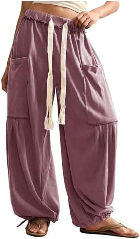 RoseSeek Women's Baggy Boho Harem Pants Wide Leg Sweatpants with Pockets | Amazon (US)