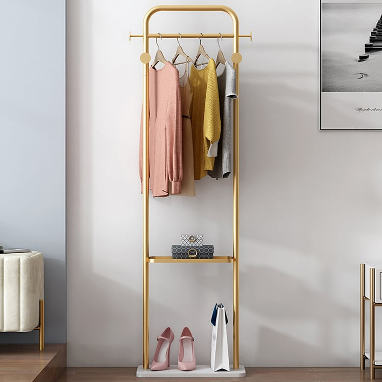 66" Modern Freestanding Rail Cloth Rack with Marble Base | Homary