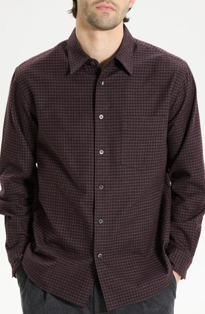 Theory Weekend Woods Check Cotton Button-Up Shirt | Nordstrom | Nordstrom