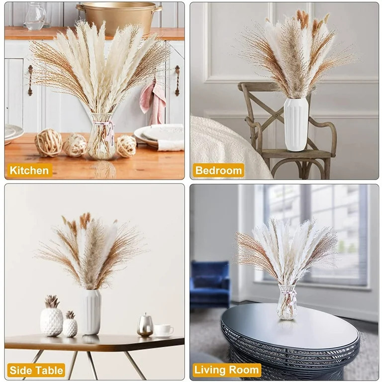 Sanmadrola 80 Pcs Natural Dried Pampas Grass Bonquet Boho Home Decor Bouquet Dried Reed Flowers f... | Walmart (US)