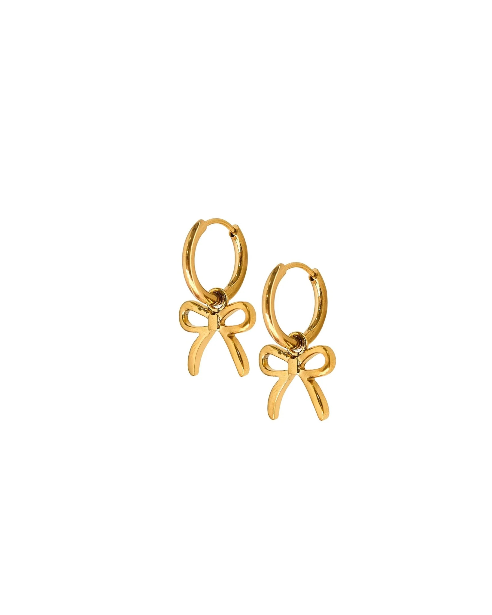 Huggie Charm Earrings - Sadie Bow Gold | LINNY CO LLC