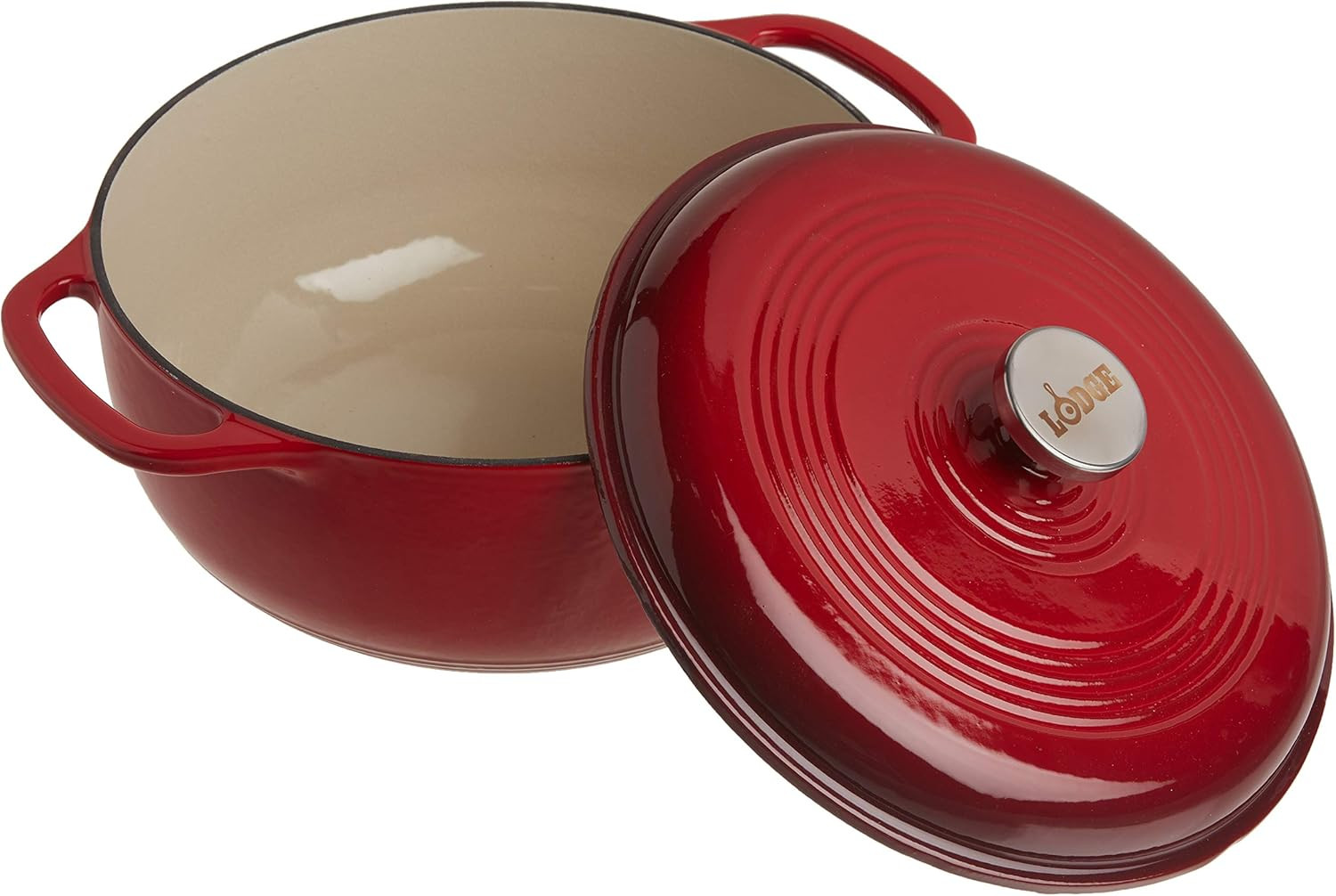 Lodge 6 Quart Enameled Cast Iron Dutch Oven with Lid – Dual Handles – Oven Safe up to 500° F... | Amazon (US)