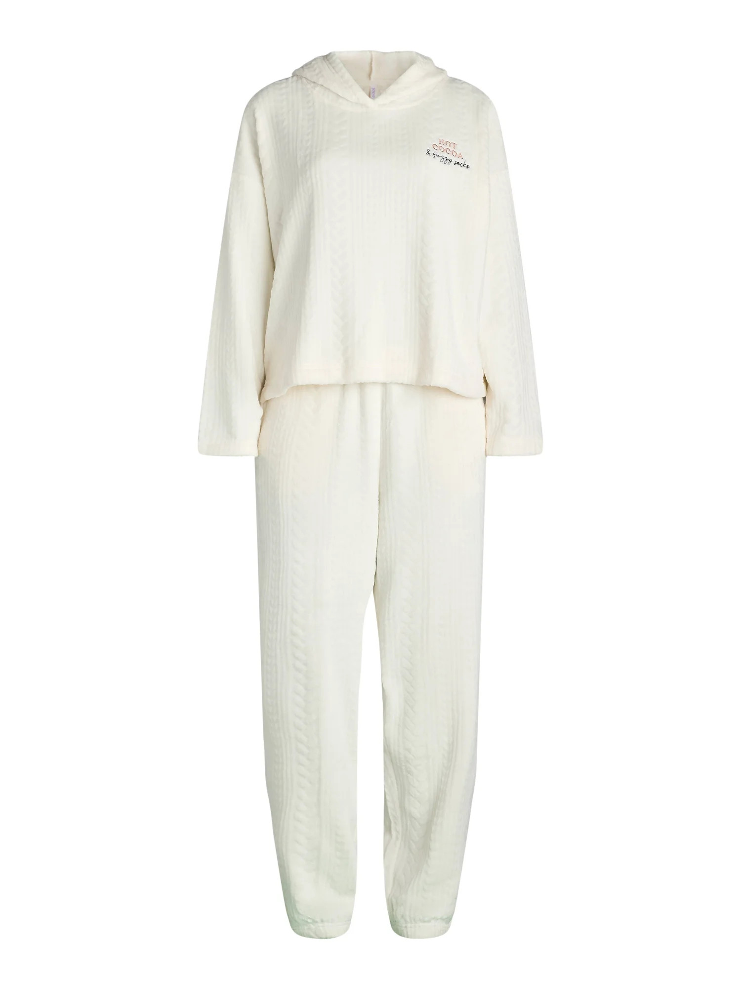 Joyspun Women's Plush Hoodie and Joggers Pajama Set, 2-Piece, Size XS-3X | Walmart (US)