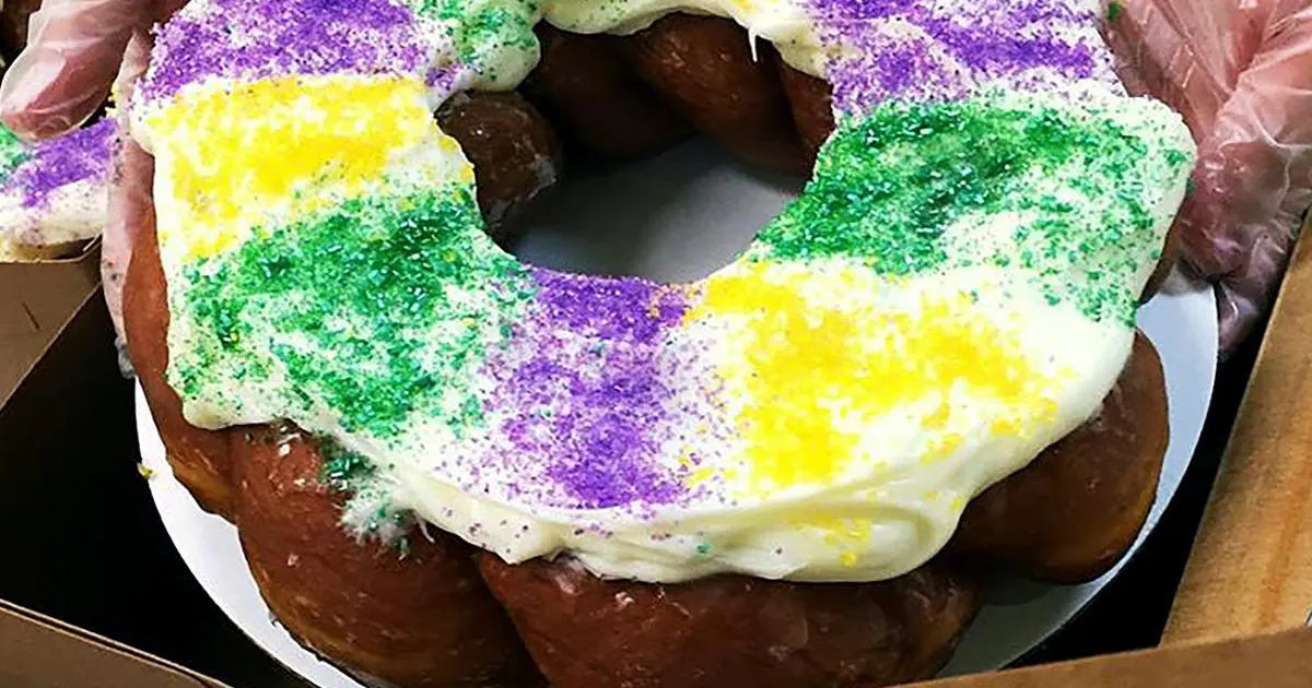 Giant Doughnut King Cake Kit by Dutch Monkey Doughnuts | Goldbelly | Goldbelly