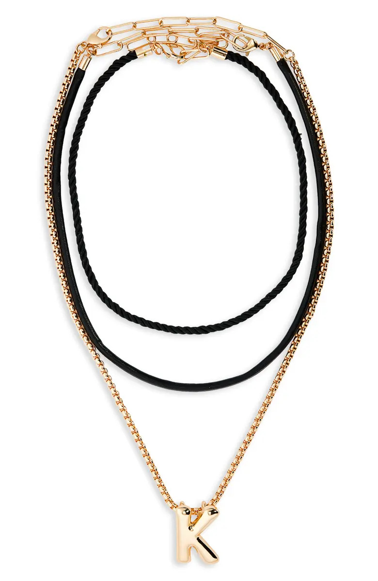 Open Edit Set of 3 Interchangeable Initial Pendant Necklaces | Nordstrom | Nordstrom