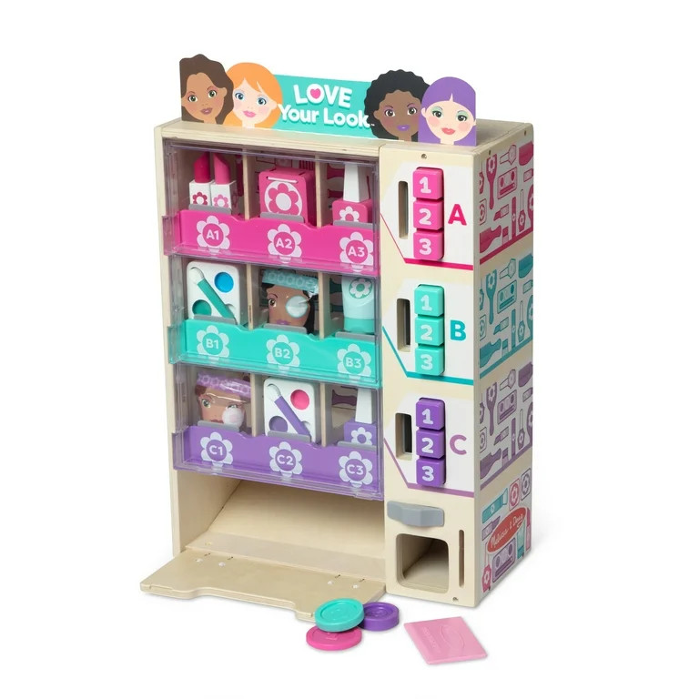 Melissa & Doug Sort, Stock, Select Beauty Kiosk Vending Machine Play Set, Pretend Makeup Wooden T... | Walmart (US)