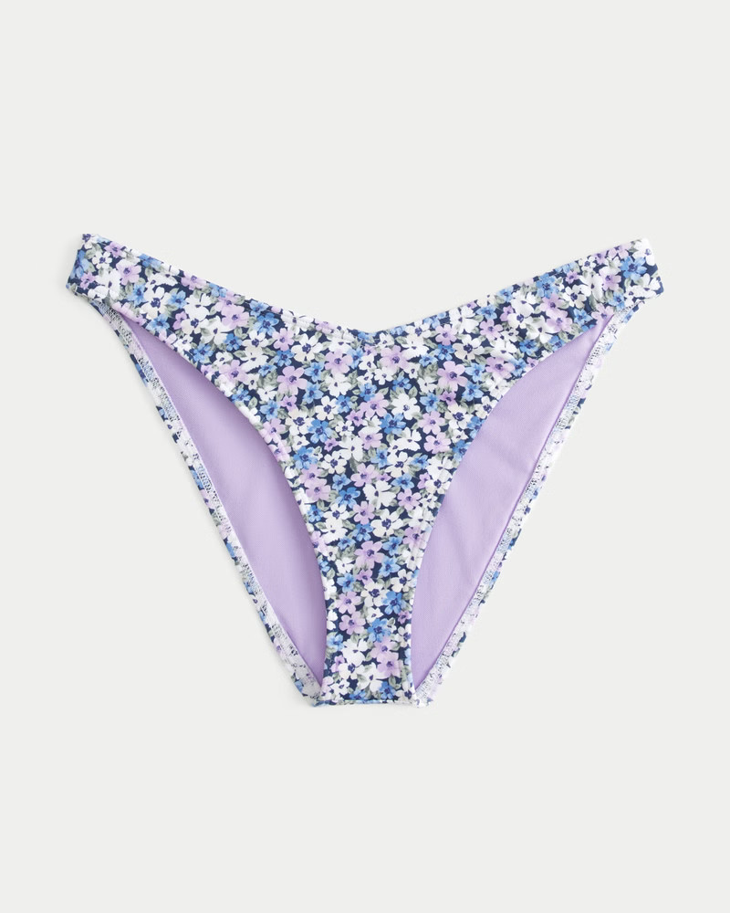 High-Leg V-Waist Jacquard Cheeky Bikini Bottom | Hollister (US)