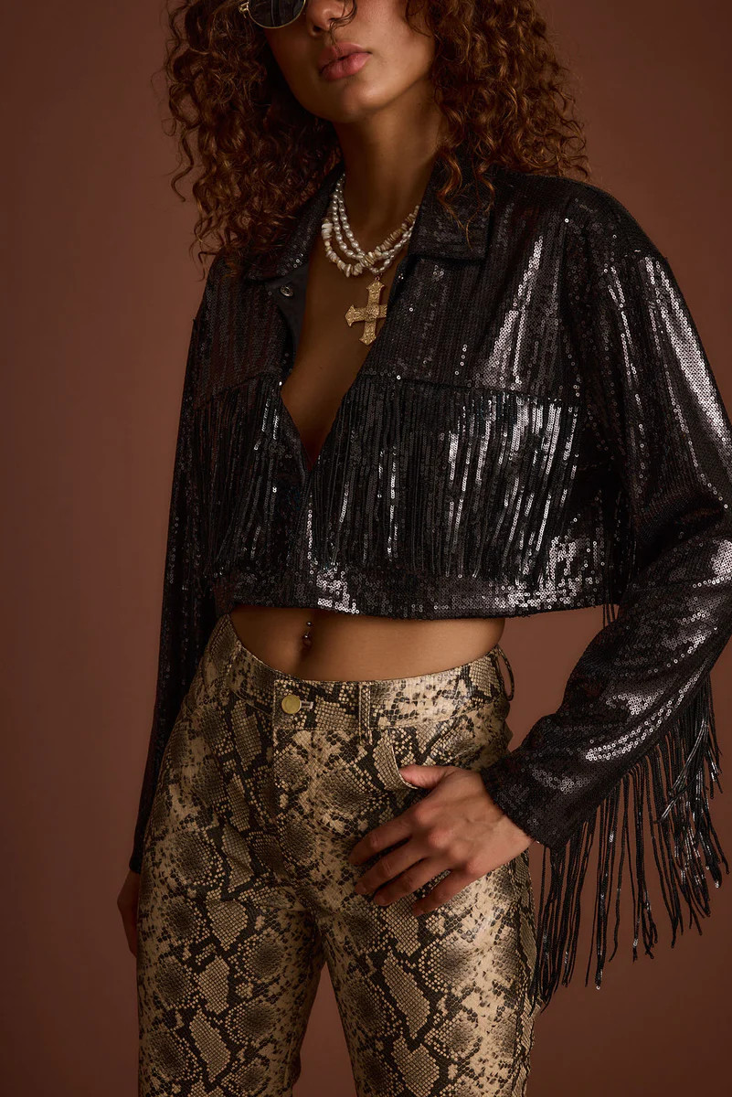 Star Crossed Black Sequin Jacket | 12th Tribe