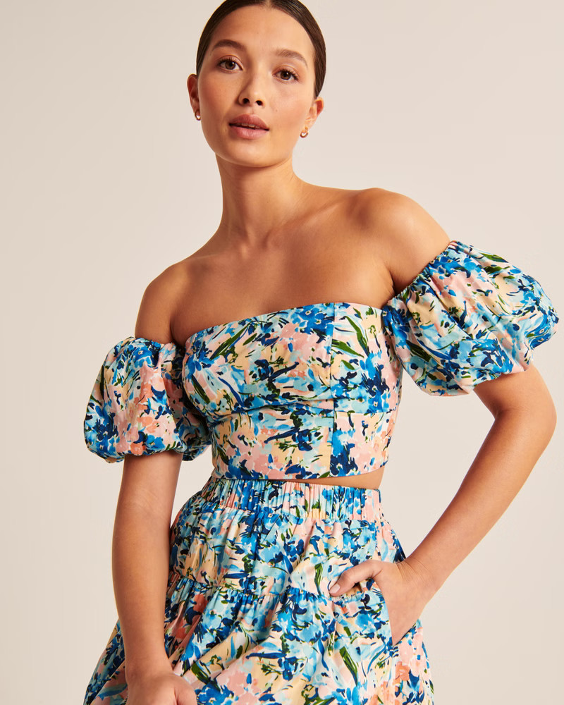 Off-The-Shoulder Poplin Set Top | Abercrombie & Fitch (US)