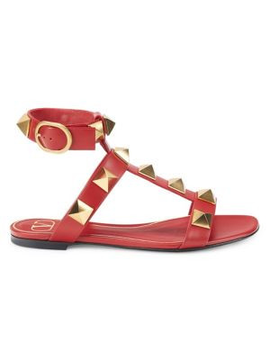 Rockstud Leather Ankle Strap Sandals | Saks Fifth Avenue OFF 5TH