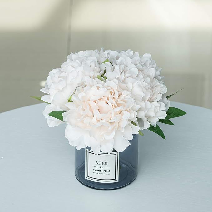 Billibobbi ,Artificial Flowers with Vase, Fake Peony Flowers in Gray Vase,Faux Flower Arrangement... | Amazon (US)