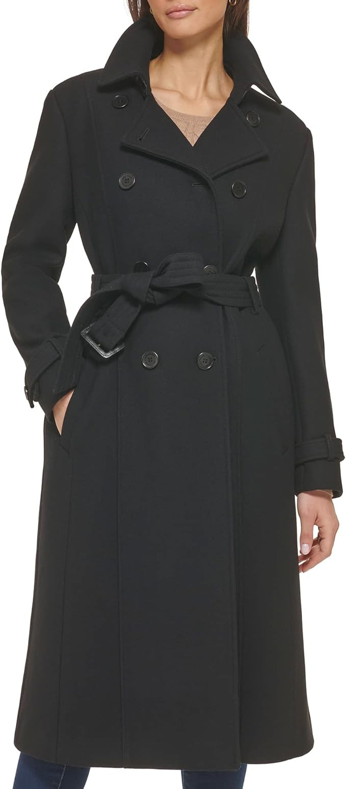 Cole Haan Women's Flared Trench Slick Wool Coat | Amazon (US)