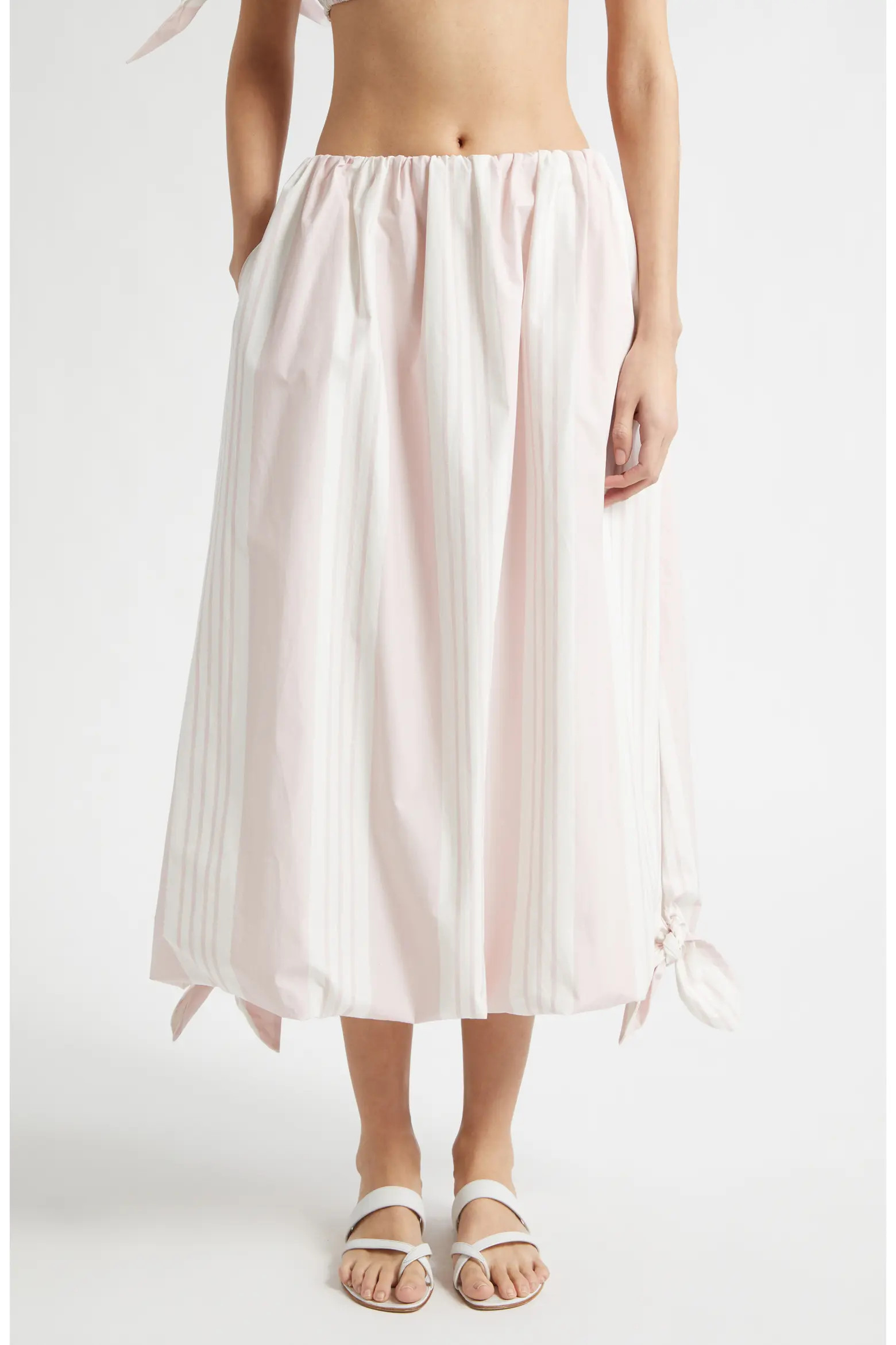 POSSE Rosie Stripe Side Tie Bubble Hem Midi Skirt (Women) | Nordstrom | Nordstrom