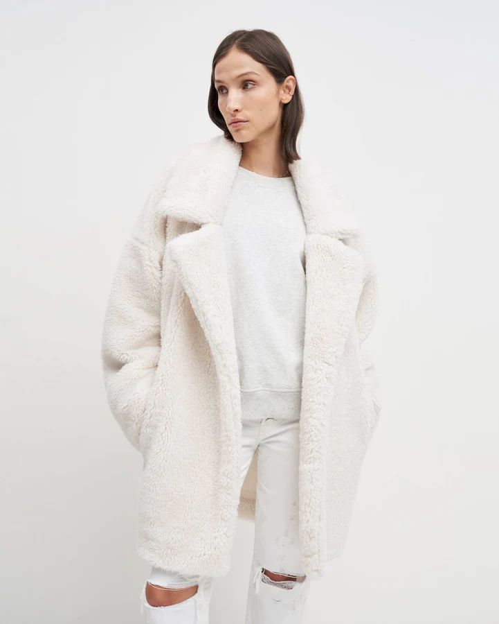 Shearling Cozy Coat In Ivory | 7 For All Mankind