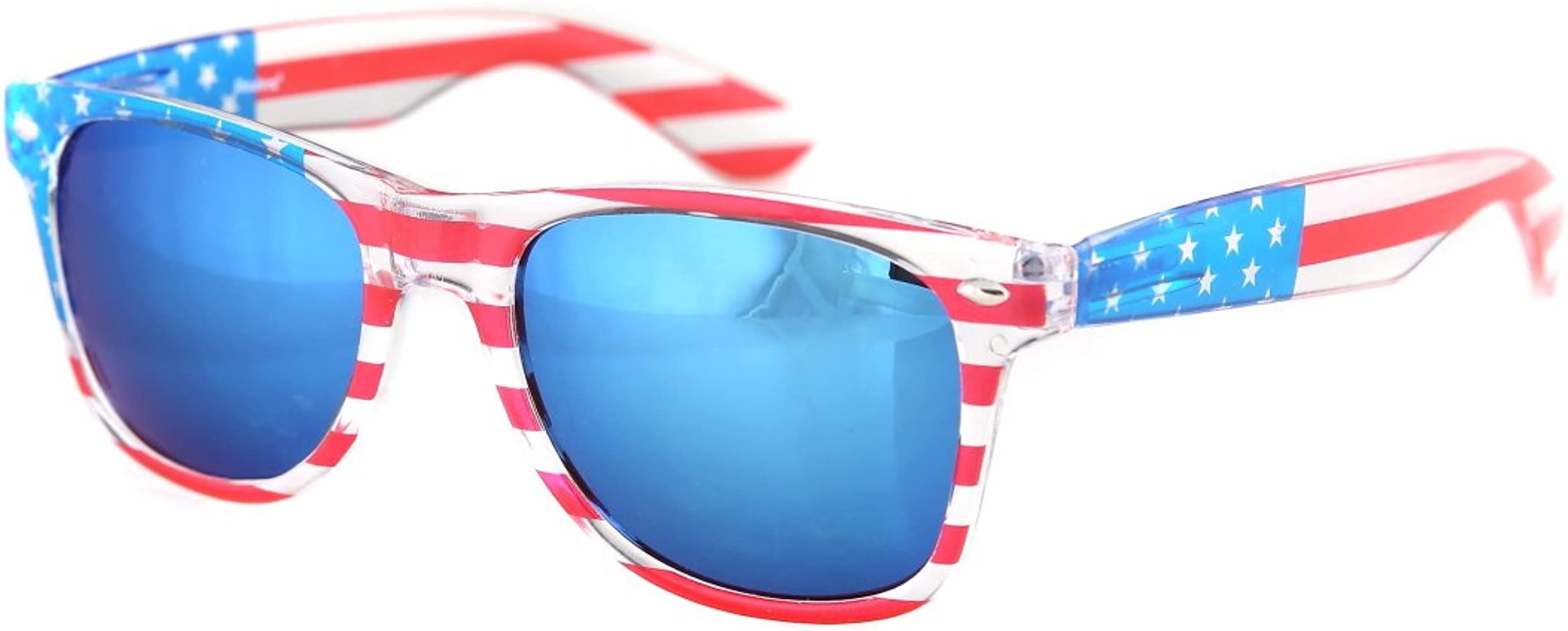 SHADERZ American America USA Flag Sunglasses Patriotic Clear Frame Classic 80s | Amazon (US)
