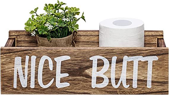 Nice Butt Bathroom Decor Box, Farmhouse Wooden Bathroom Box, Wooden Rustic Toilet Paper Holder, F... | Amazon (US)