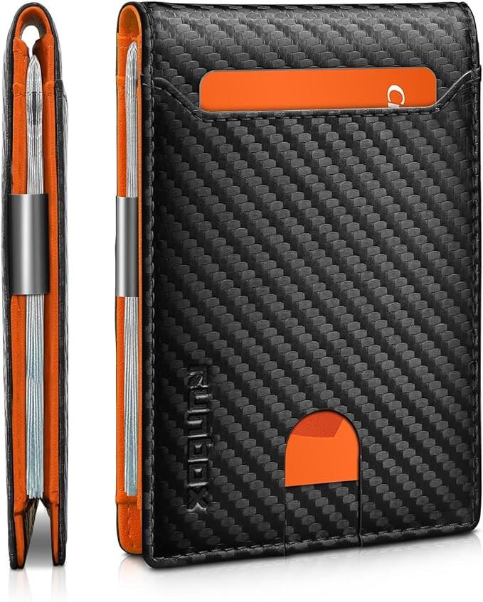 RUNBOX Slim Wallets for Men - Leather Money Clip Mens Wallet - RFID Blocking Front Pocket Bifold ... | Amazon (US)
