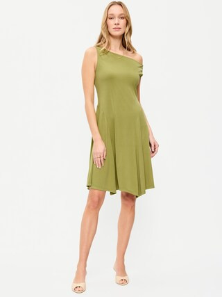 Fit & Flare Asymmetrical Shoulder Mini Dress | Old Navy (US)