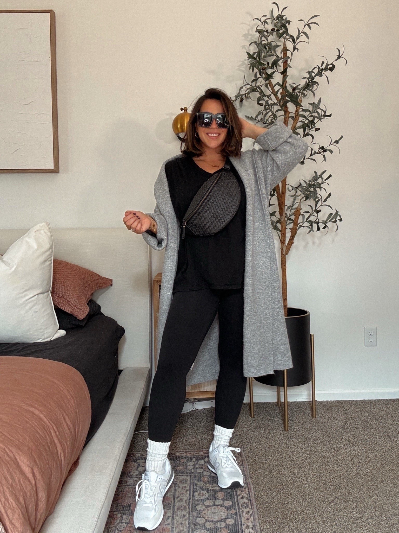 Tummy conscious leggings outfit for moms this early fall. Elevating basics. Choosing comfort style over the gaze. Undergarments are so important. Everything is size L! Bra code ninaxspanx 

#LTKootd #LTKSeasonal #LTKMidsize