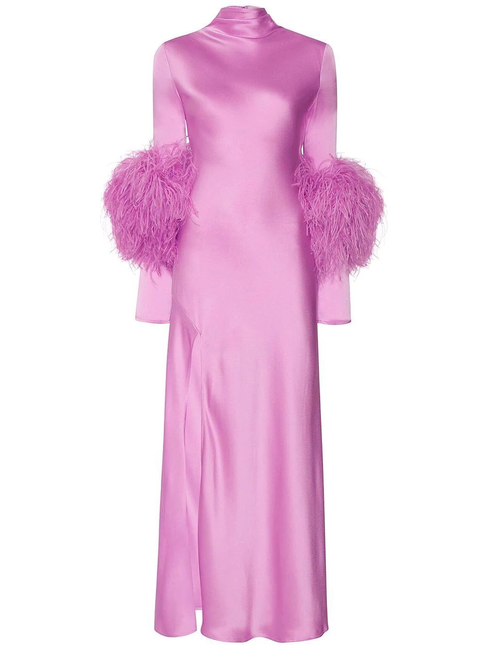 LAPOINTE ostrich-feather Trim side-slit Dress - Farfetch | Farfetch Global