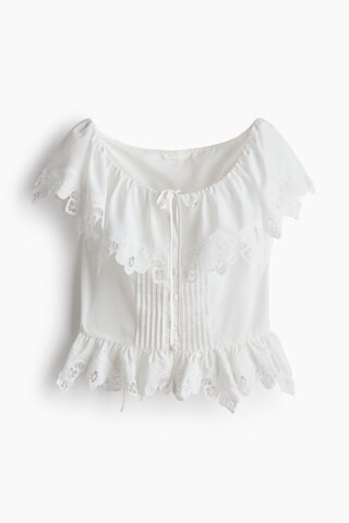 Flounced broderie anglaise blouse | H&M (UK, MY, IN, SG, PH, TW, HK)