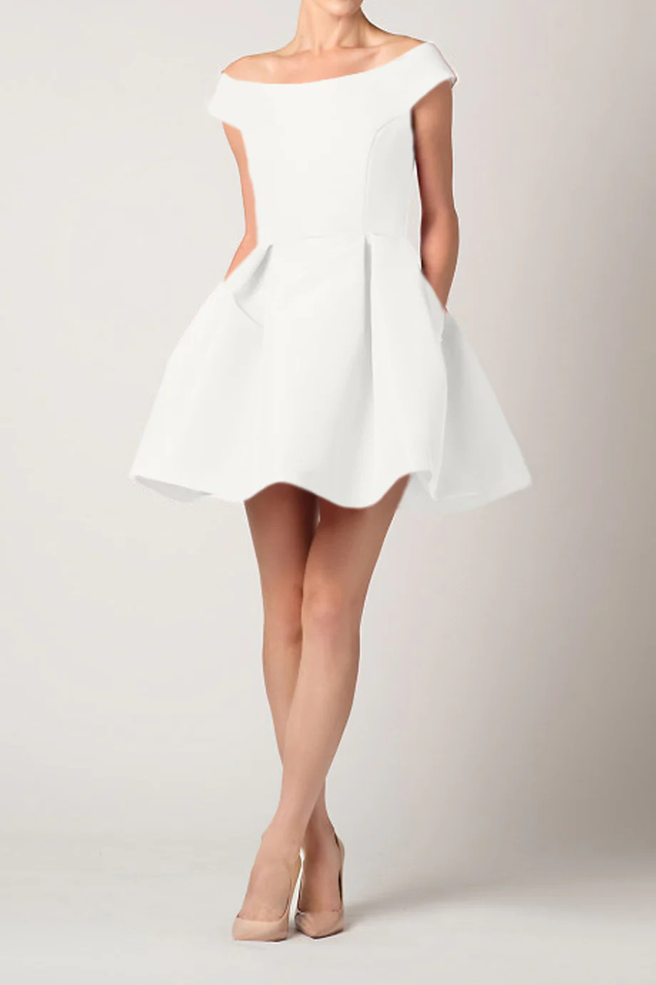 Off The Shoulder Silk Faille Mini Dress | ALEXIA MARIA