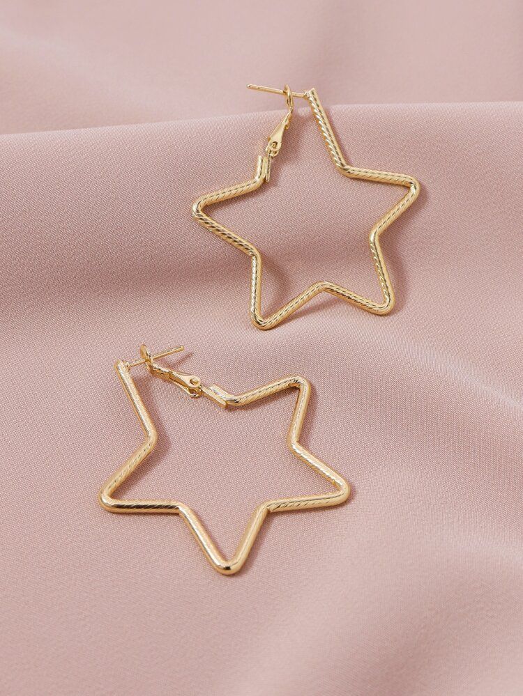 Textured Star Hoop Earrings | SHEIN