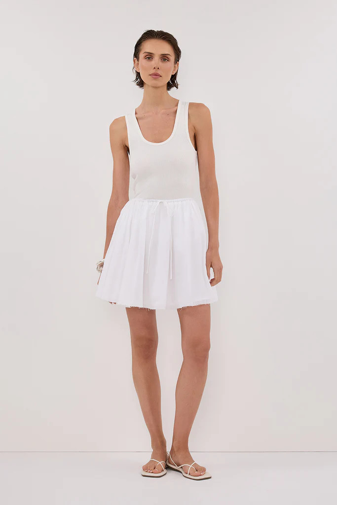 SIA WHITE DRAWSTRING MINI SKIRT | DISSH