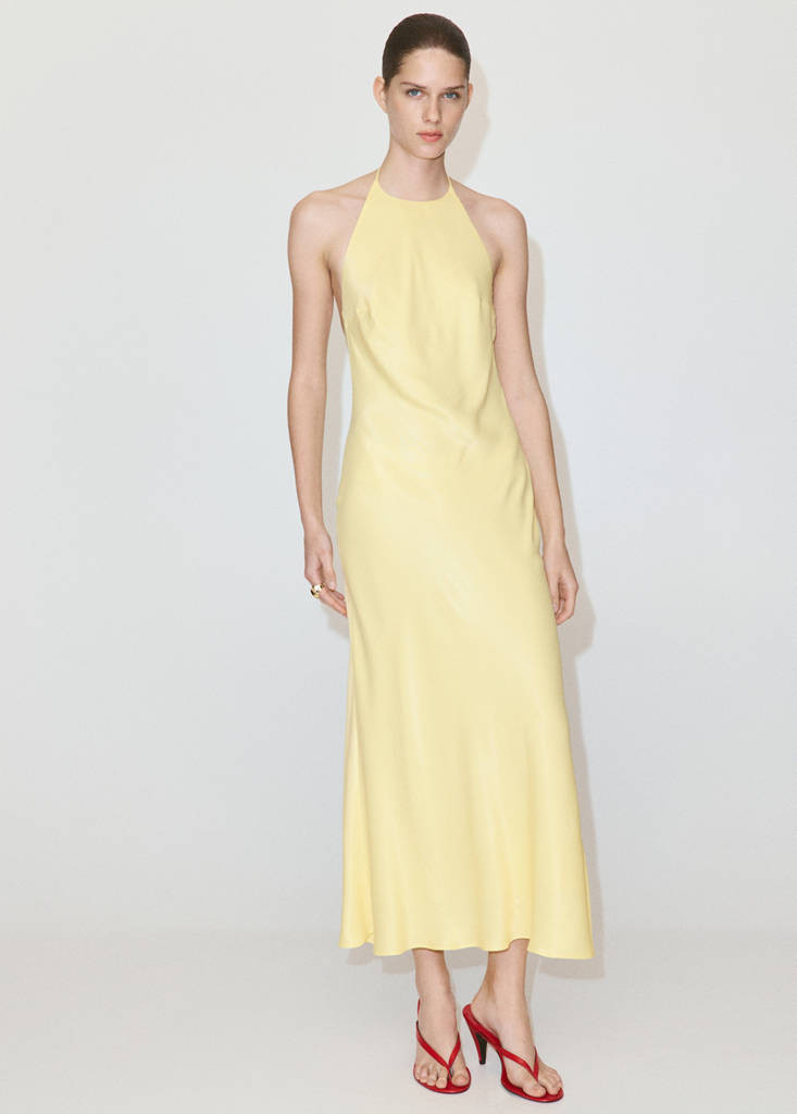 Halter-neck open-back dress yellow - Women - 10 - MANGO | MANGO (UK)