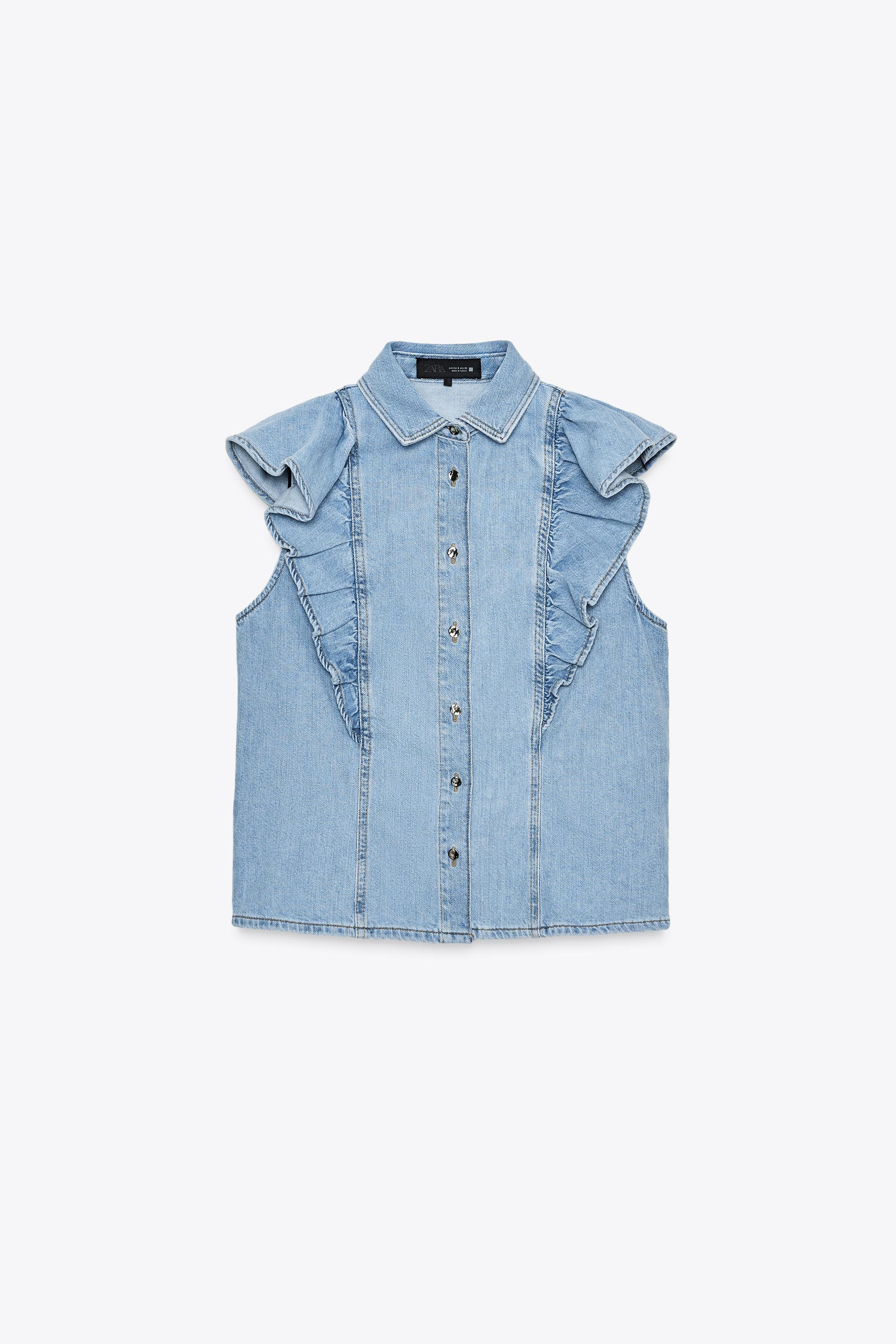 Z1975 DENIM RUFFLE SHIRT | Zara US