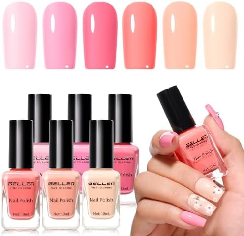 GELLEN Bright Pink Nail Polish, Air Dry Nude Pink Regular Nail Polish for French Manicure Women H... | Amazon (US)