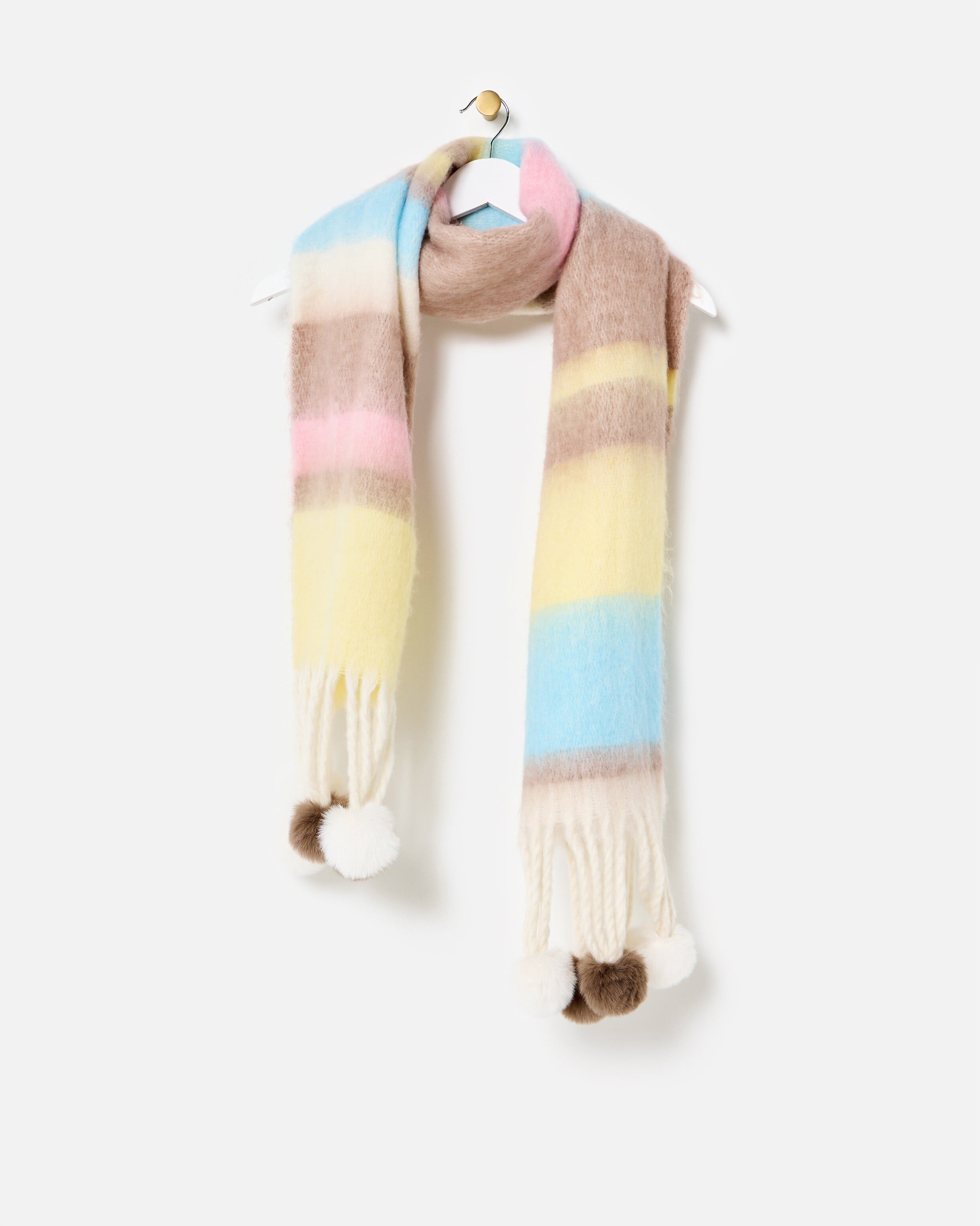 Pastel Striped Pom Pom Heavyweight Scarf | Oliver Bonas | Oliver Bonas (Global)