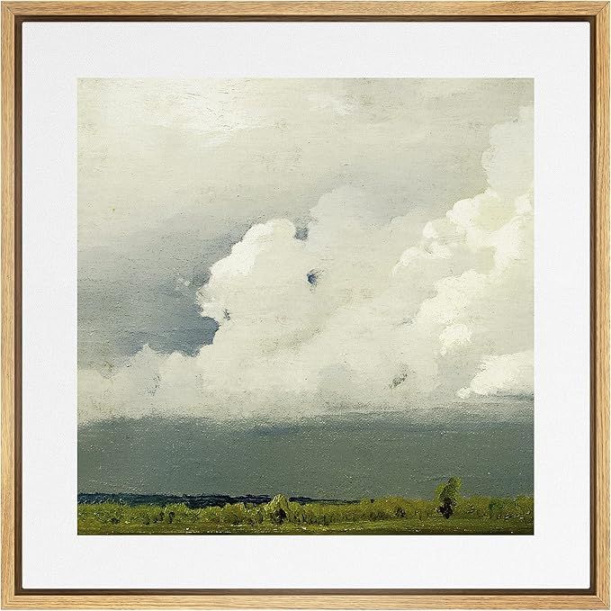 SIGNWIN Framed Canvas Print Wall Art Storm Clouds Over Green Countryside Field Nature Wilderness ... | Amazon (US)