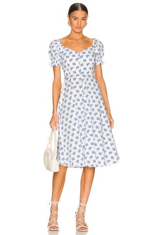 Caroline Constas Savannah Dress in Blue Toile Spot from Revolve.com | Revolve Clothing (Global)