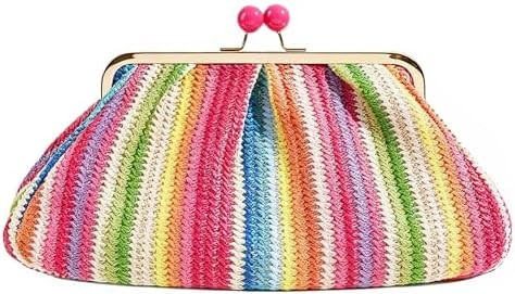 Straw Clutch Purse for Women, Classic Beach Clutch,Woven Summer Bag, Dumpling Wicker Handbag for ... | Amazon (US)