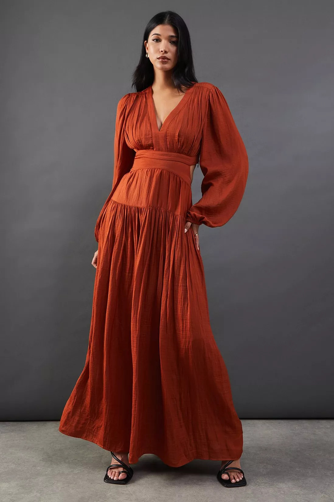 Dresses | Premium Satin Open Back Maxi Dress | Warehouse | Warehouse UK & IE