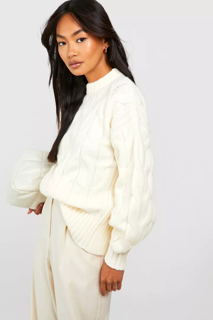 Chunky Soft Knit Cable Sweater | boohoo (US & Canada)