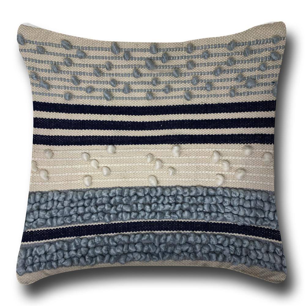 Hampton Bay Knotted Stripe Midnight Outdoor Square Throw Pillow (2-Pack)-EM17S01A-D9D2 - The Home... | The Home Depot