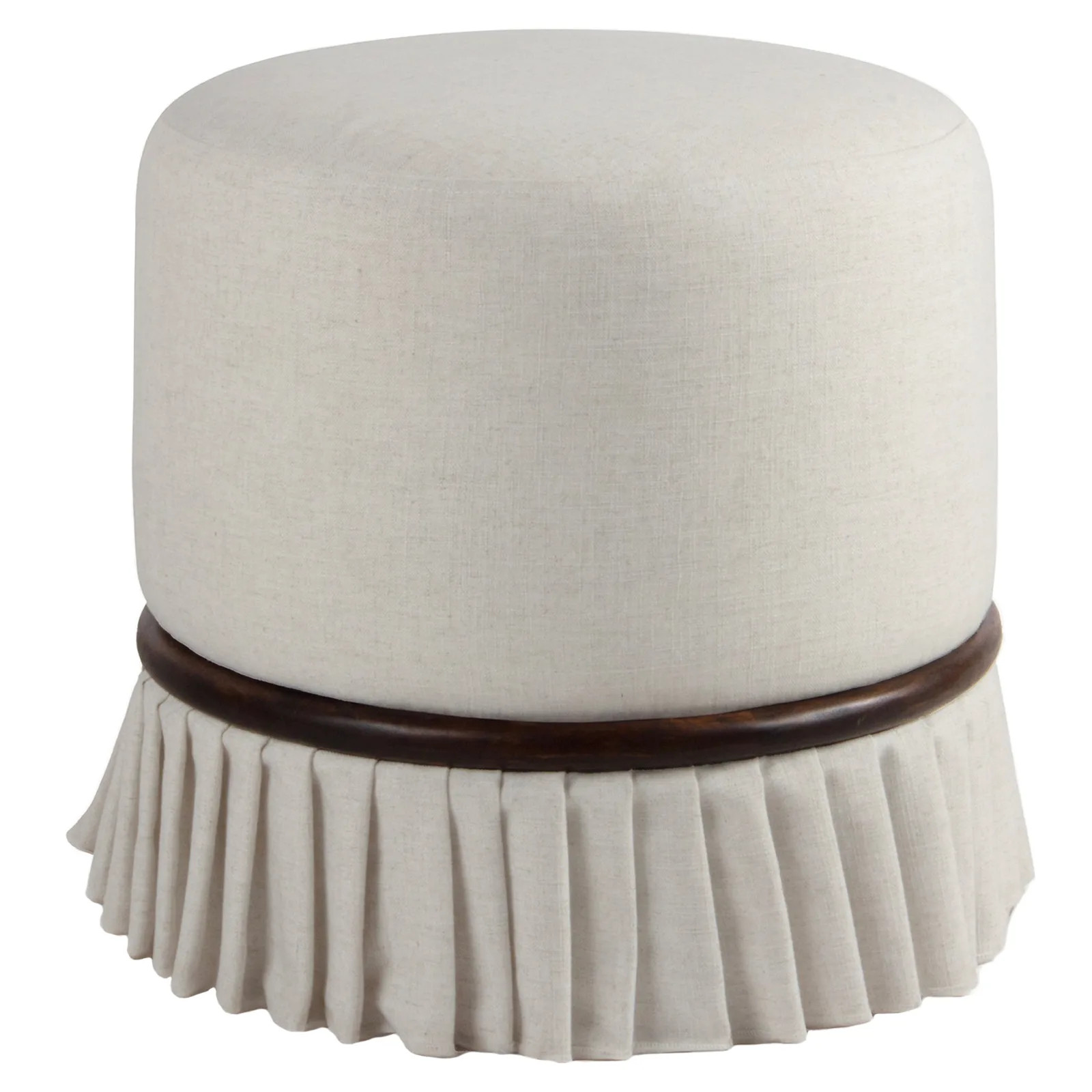Celeste Modern Classic Brown Mango Wood Ottoman | Kathy Kuo Home