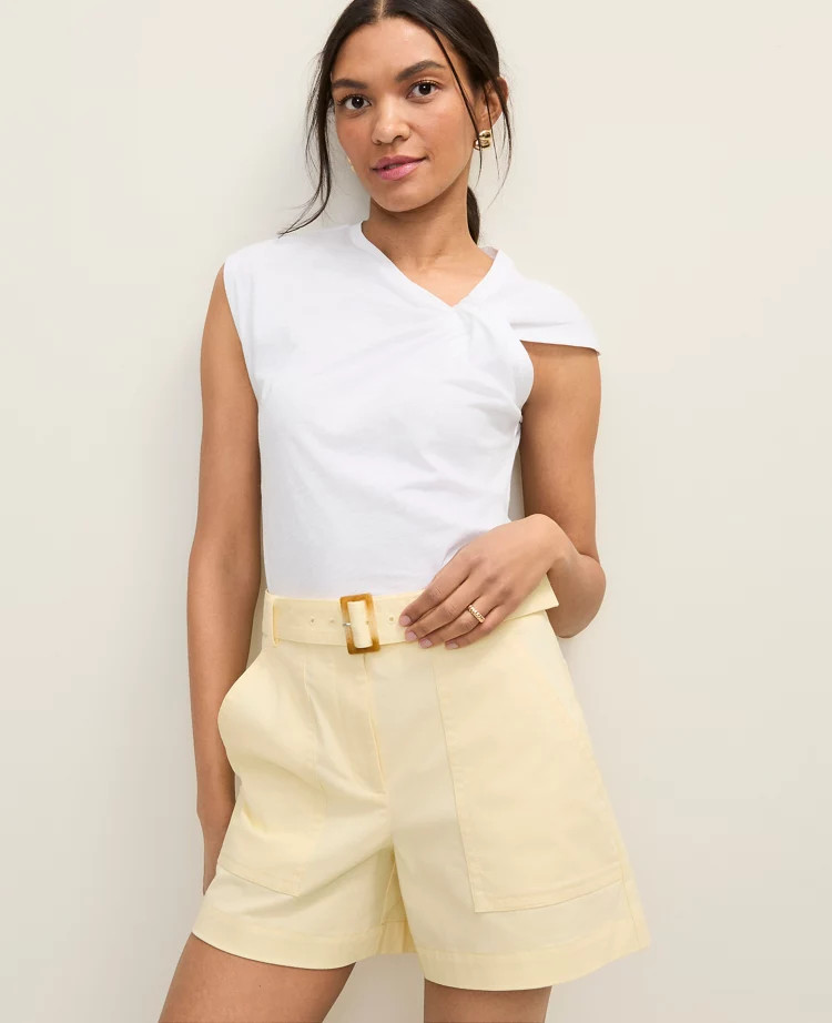 Weekend Asymmetric Twist Shoulder Top | Ann Taylor