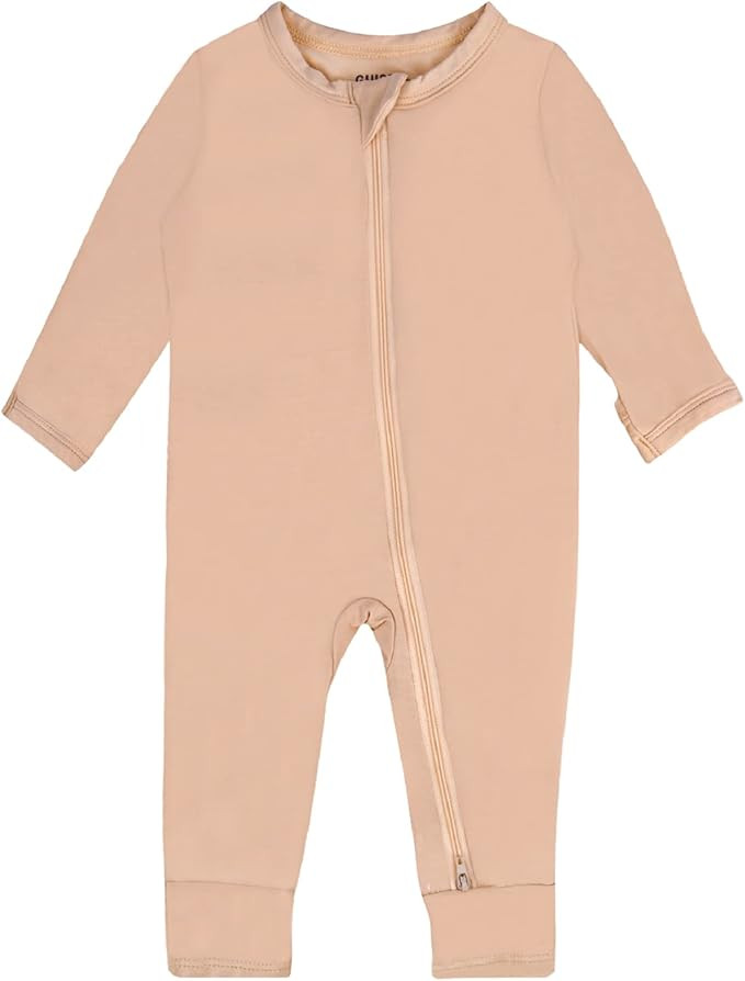 GUISBY Bamboo Baby Rompers, Footless 2 Way Zipper Long Sleeve Onesies Pajamas | Amazon (US)