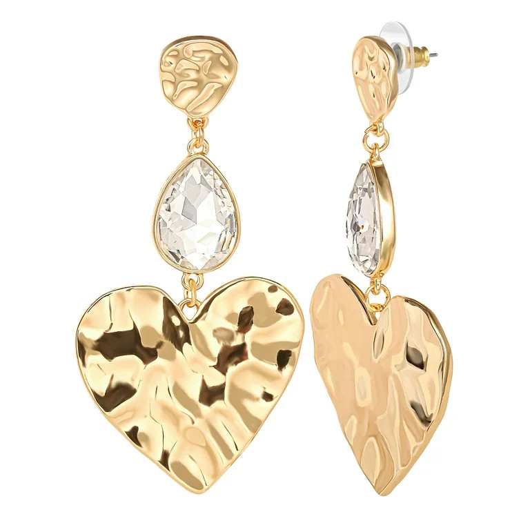 Jessica Simpson Gold Tone Heart Drop Earrings - Walmart.com | Walmart (US)