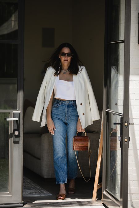 White blazer outfit idea (size s)

Reformation jeans - size 26

Saint Laurent sandals tts

Reformation linen square neck blouse 





#LTKshoecrush #LTKstyletip #LTKFind
