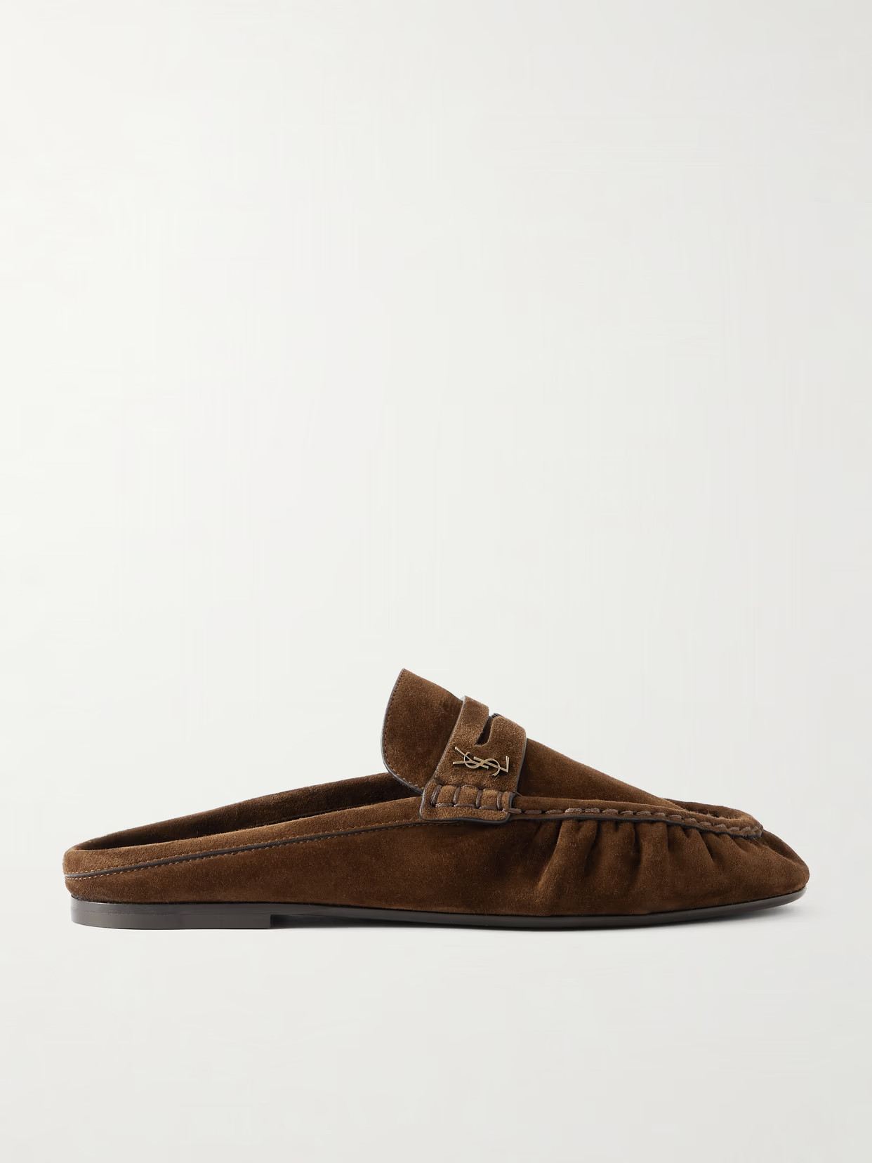 SAINT LAURENT - Le Loafer Suede Slippers - Brown | NET-A-PORTER (US)