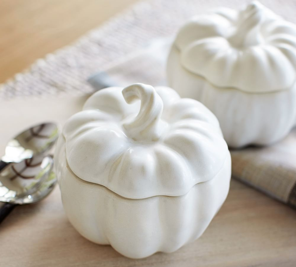 Pumpkin Stoneware Lidded Soup Bowls - Set of 4 | Pottery Barn (US)