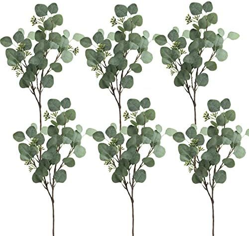 6 Pcs Eucalyptus Leaves Sprays Artificial Seeded Silver Dollar Eucalyptus Leaves Branches 25.5" T... | Amazon (CA)