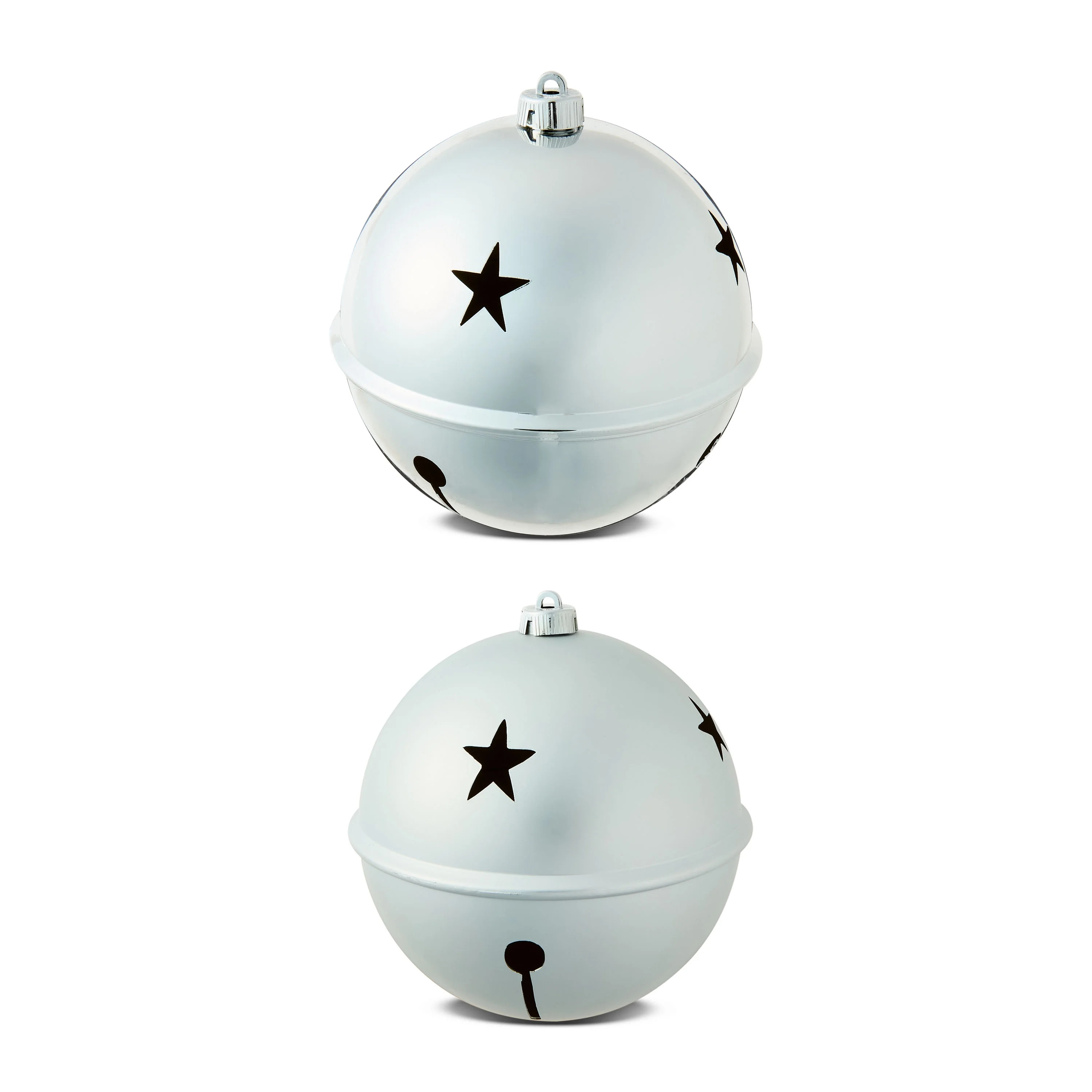 2-Count Silver Jumbo Bell Shatterproof Christmas Ornaments, 7.87 in, by Holiday Time | Walmart (US)