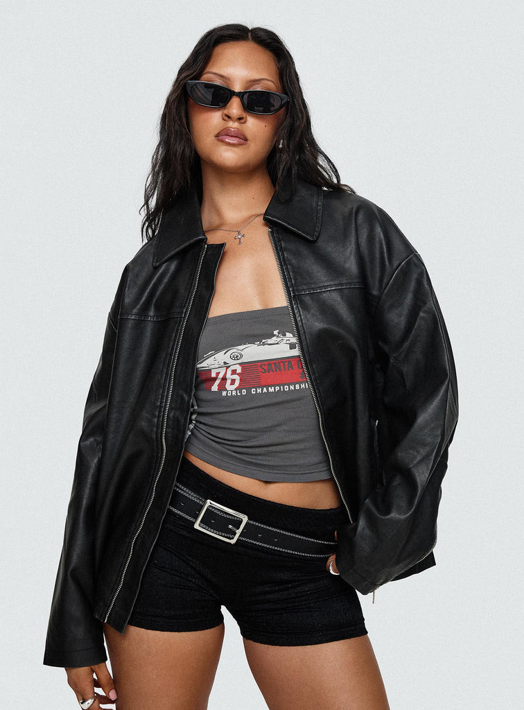 Napoleon Faux Leather Jacket Black | Princess Polly AU